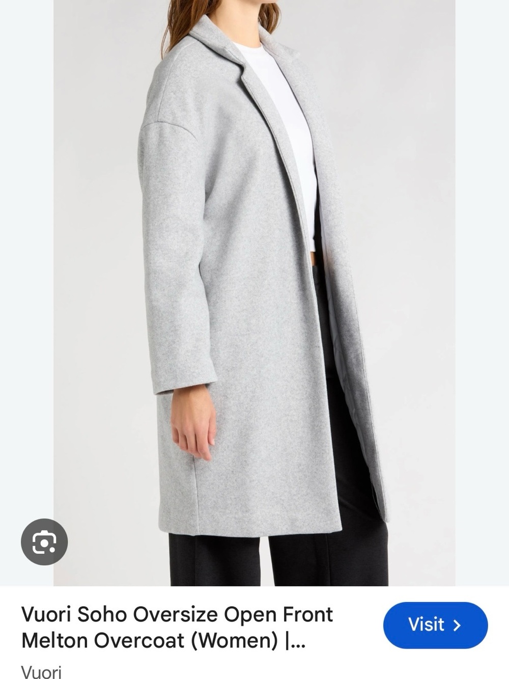 Vuori Light Gray Open Front Coat